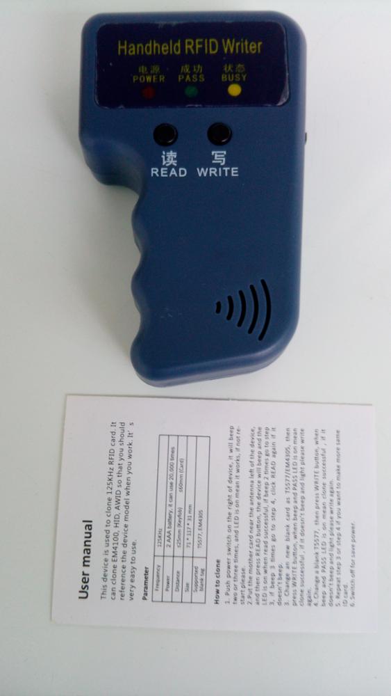 Handheld ID Cards 125KHz RFID Copier Reader Writer Duplicator Used for T5577 EM4305 Copy