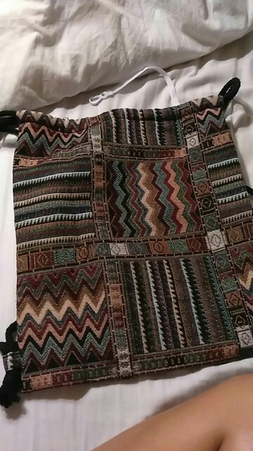 2016 Women Vintage Backpack Female Gypsy Bohemian Boho Chic Aztec Folk Tribal Ethnic Fabric Brown String Drawstring Backpack Bag