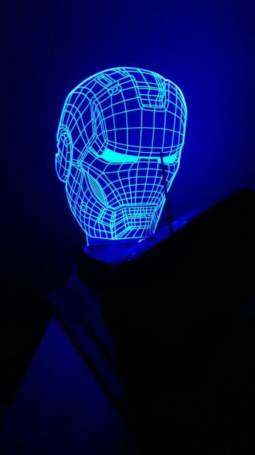 3D illusion night light iron man mask shape LED table lamp as gift free shipping  FS-2822