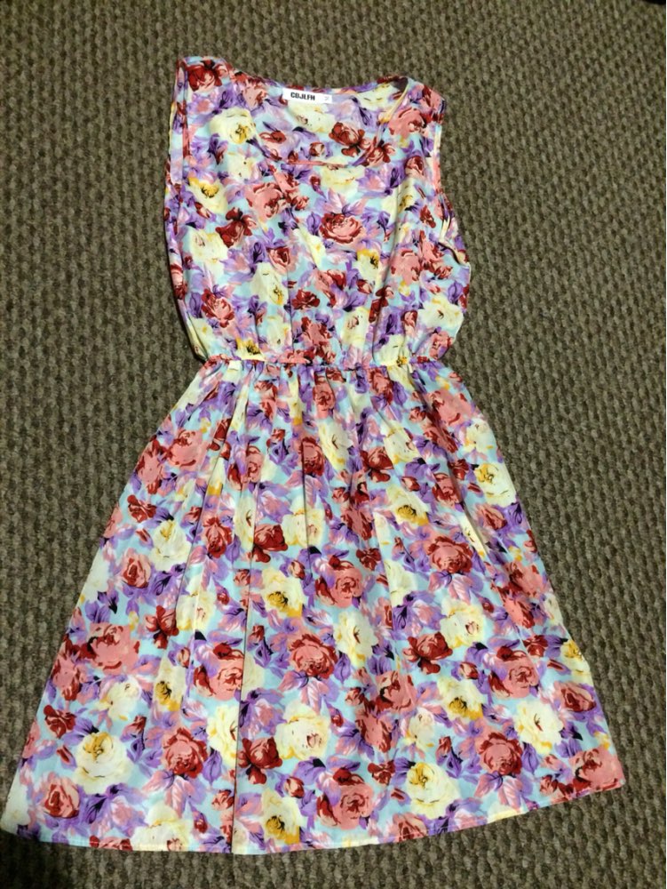 2016 Summer Women dress New Brand Casual Print Sleeveless Chiffon stripe floral print Elastic Waist Bohemian Beach Dresses