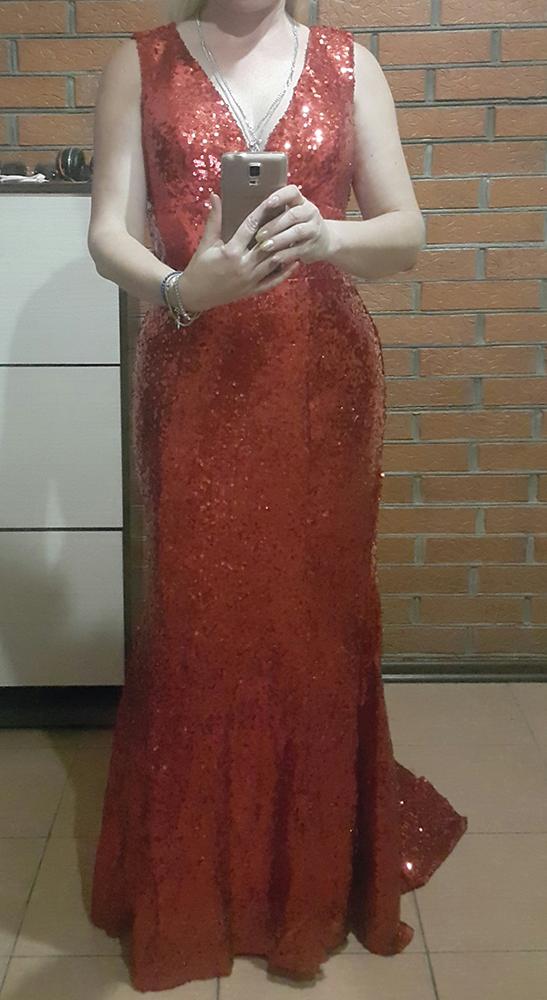 Cheap Long Red Sequin evening dresses 2016 robe de soiree longue vestido de noche Sexy Trumpet mermaid gown Gold formal Dresses