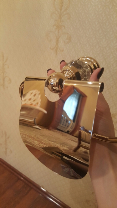 Luxury crystal brass gold paper box roll holder  toilet gold paper holder tissue box Bathroom Accessories bath hardware HK-40