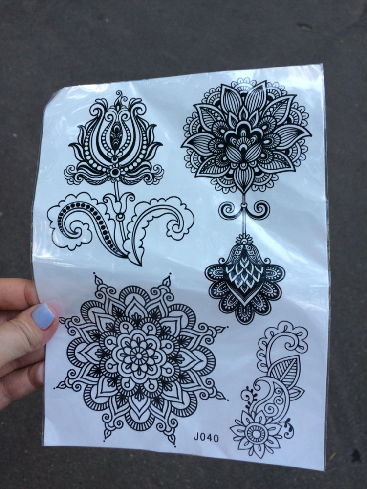 1PC New Mixture Picture Designs for Sexy Women Body Beauty & Health Henna BJ040 Lotus Flower Lace Mehndi Temporary Tattoo Paster