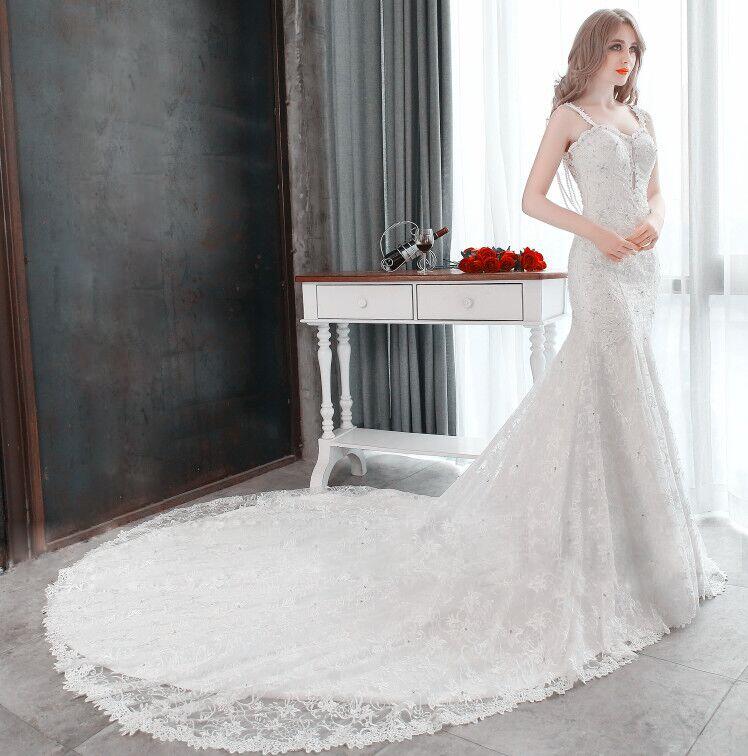 Dream Angel Beaded Lace Mermaid Wedding Dress 2017 Romantic Sweetheart Spaghetti Straps Sexy Backless Vestido De Noiva Plus Size