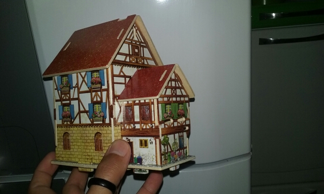 DIY Educational 3D Wood Houses Puzzle Kids Wooden Toy House Coffee Lodge House Home Puzzle Model House