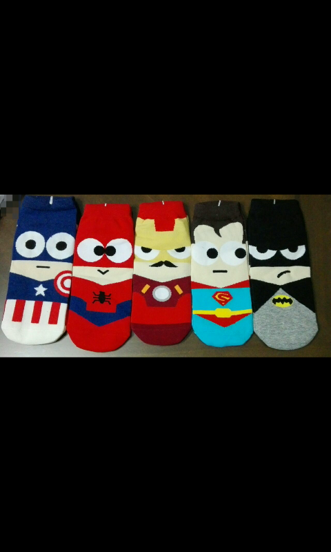 10pcs=5pairs=1 Lot marvel heroes superheroes superman batman spiderman american cotton sock slippers invisible sock