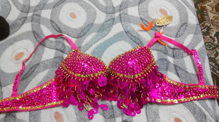New Arrival Twinkling Sequined Belly Dance Bra Top Beaded Fringe Dancing Costume Sexy