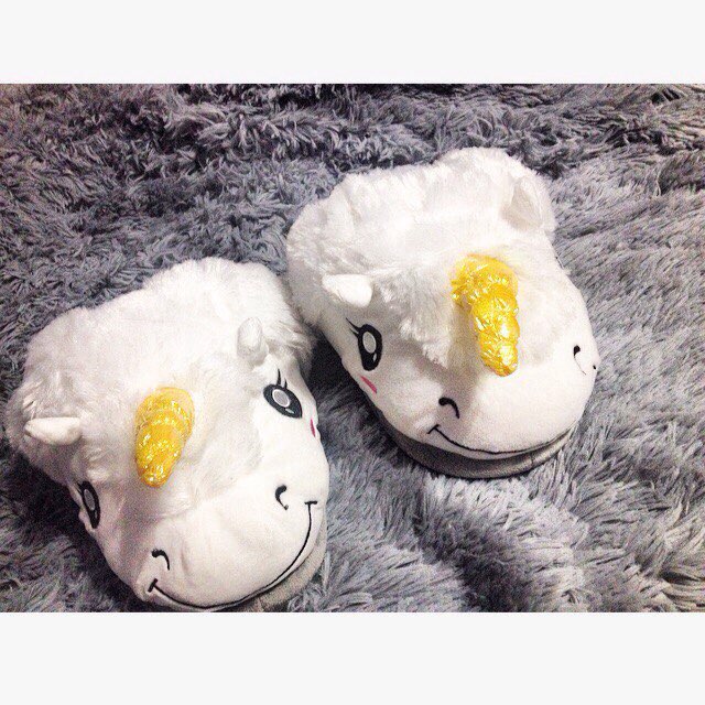Free Shipping Plush Shoes 1Pair Plush Unicorn Slippers for Grown Ups Winter Warm Indoor Slippers Home slippers  a230