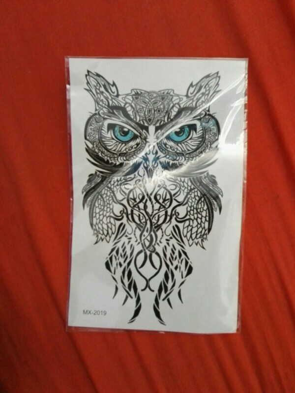 25 Style Wild Temporary Tattoo Body Art, Blue Eyes Owl Designs, Flash Tattoo Sticker Keep 3-5 days Waterproof 20*12cm