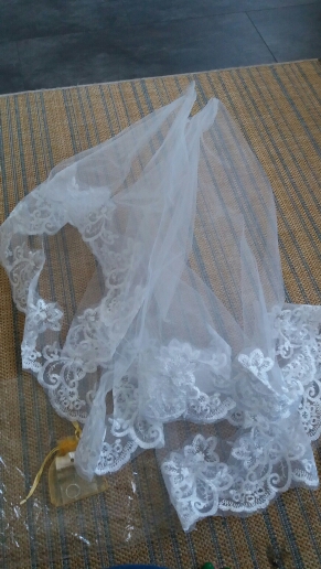  Sapphire Bridal Veil Wedding Accessories White Ivory One-Layer Short Bridal Veils Lace Edge Bridal No comb Wedding Veil 