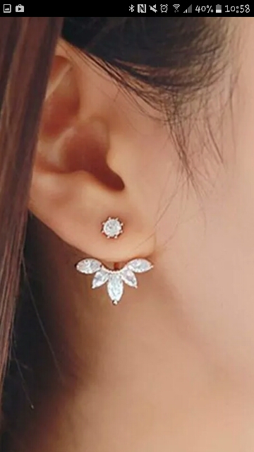 Korean Gold and Silver Plated Leave Crystal Stud Earrings Fashion Statement Jewelry Earrings for Women free shipping