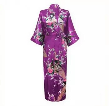 2015 Silk Bathrobe Women Satin Kimono Robes For Women Floral Robes Bridesmaids Long Kimono Robe Bride Silk Robe Dressing Gown