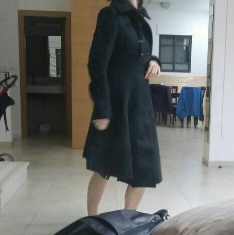 Sisjuly Asymmetric Black Coat Stand Collar Long Sleeve Women Overcoat Elegant Single-Breasted Long Sleeve Slim Fall Winter