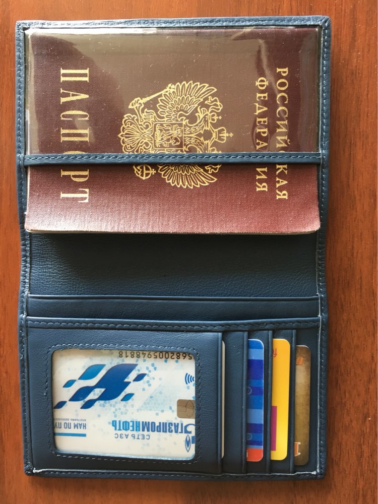 New Blue Passport Cover Genuine Leather Passport/Credit Card Holder Protector Cover Case