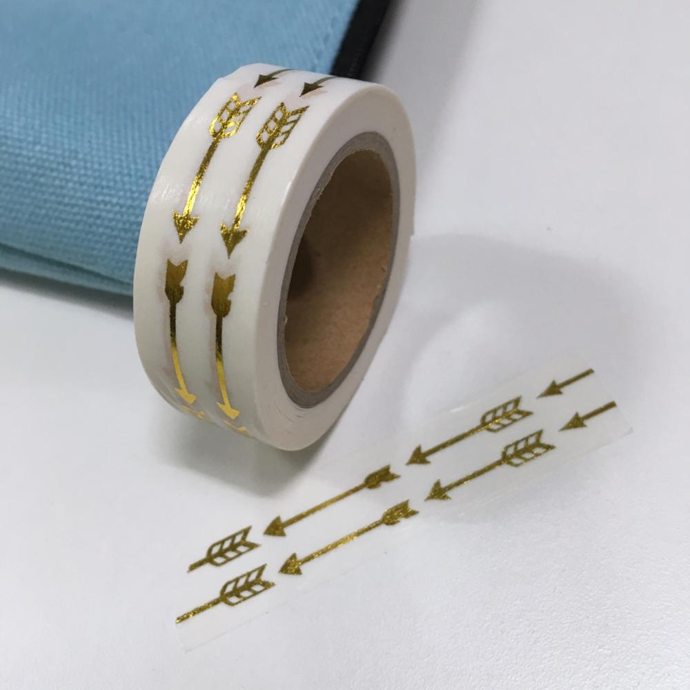 New! Arrow Gold Foil Washi Tape Adhesive Scrapbooking Tools Christmas Party Kawaii Cute Photo Album Decorative Paper Crafts