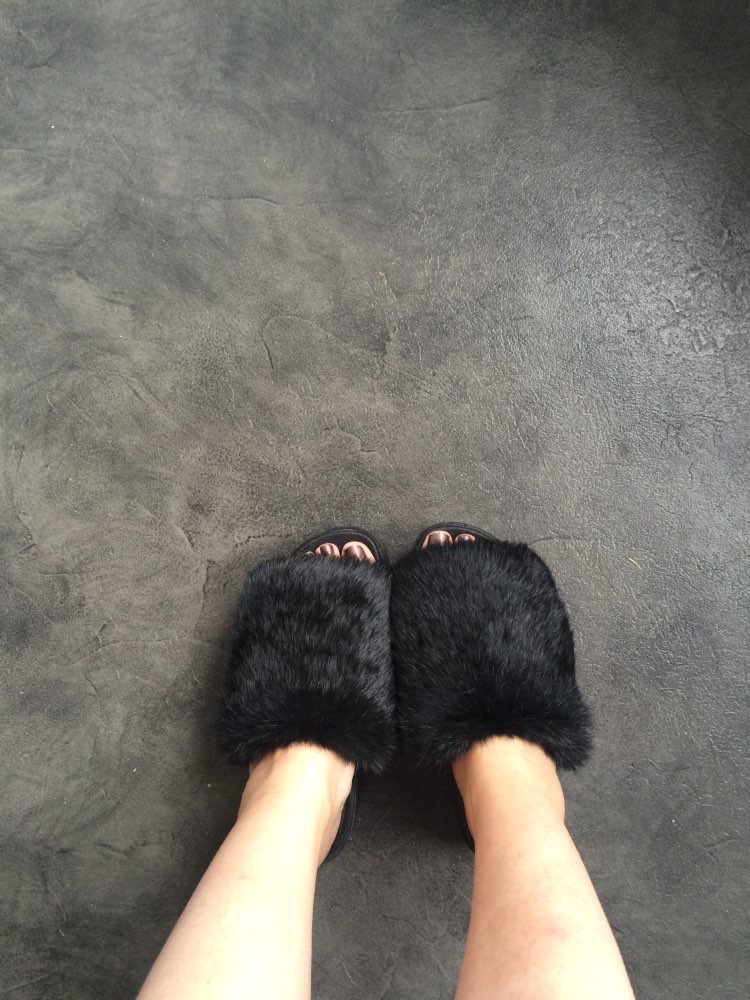 New arrival rabbit fur slippers platform casual slippers female slip-resistant thermal female slippers shoes