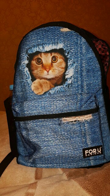 3D print cute cat women canvas backpack for teenage girls zoo animal school backpacks for student casual laptop denim bule bags