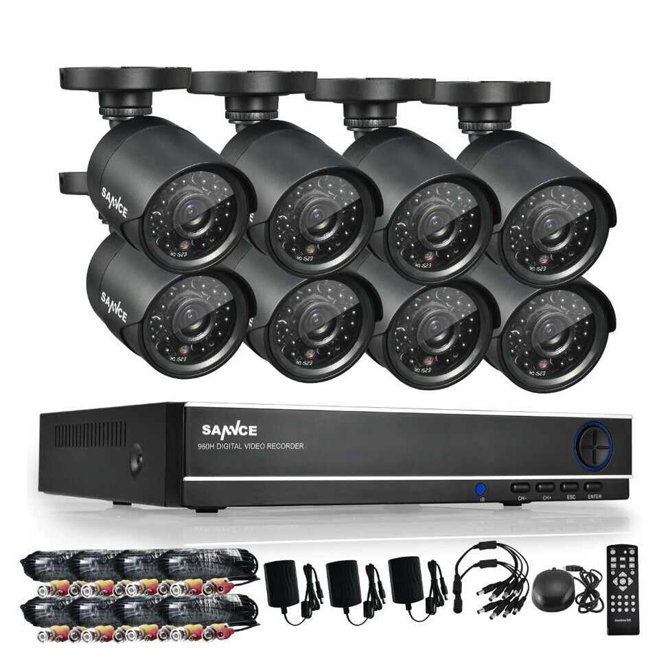 ANNKE Complete 8CH 1080N Surveillance DVR and (8) HD 720P Outdoor Fixed Dome Cameras IP66 Weatherproof, Super Day/Night Vision