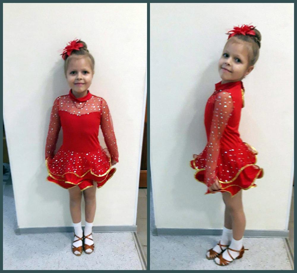High quality Fall and winter children's ballroom stage clothing girls Latin dance skirts long-sleeved dress perfoming costumes