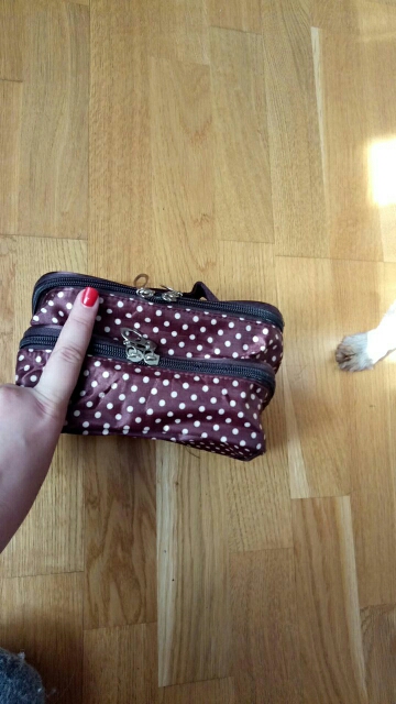 Fashion Double layer small dots cosmetic bag  makeup tool storage bag  multifunctional Storage package  free shipping  S385