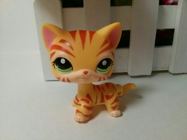 pet shop New Cat #1451 Orange & Yellow Striped Tiger Kitty Cat Child Loose Cute Figure Toys