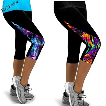 2016 Women Leggings High Waist Female Printed Pants Stretch Cropped Leggings Casual Miti-Colors Only the Leggings