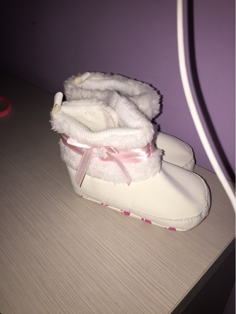 Newborn Baby Girl Bowknot Fleece Snow Boots Booties White Princess Shoes