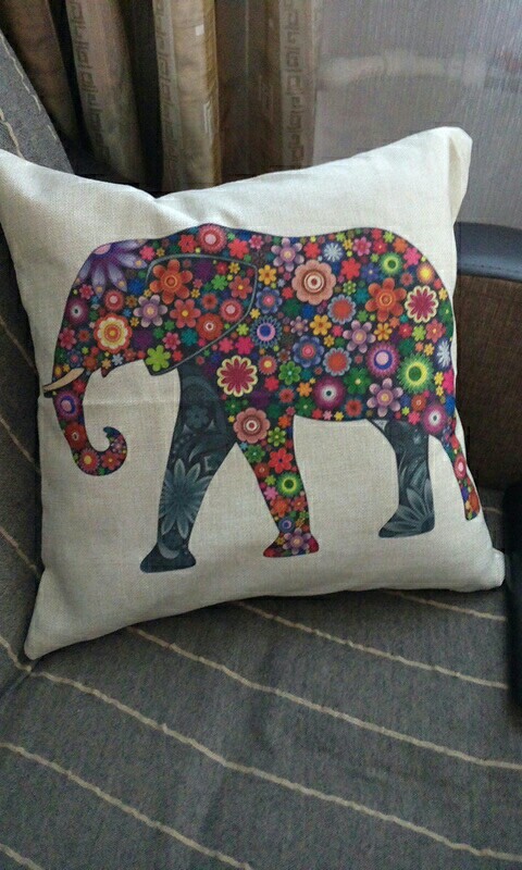 2016 Hot Sale Elephant Cotton linen Pillow Case For office/bedroom/chair seat cushion 18x18 inches Free Shipping