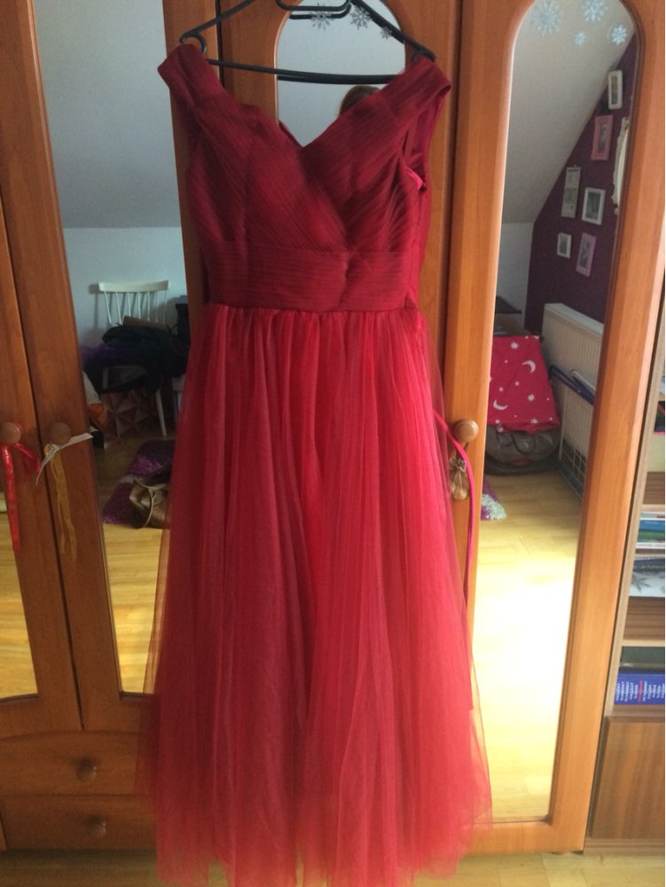 Free Shipping Cheap Long Burgundy Prom Dress Real Sample Off the Shoulder Tulle Formal Party Evening Gown robe de soiree