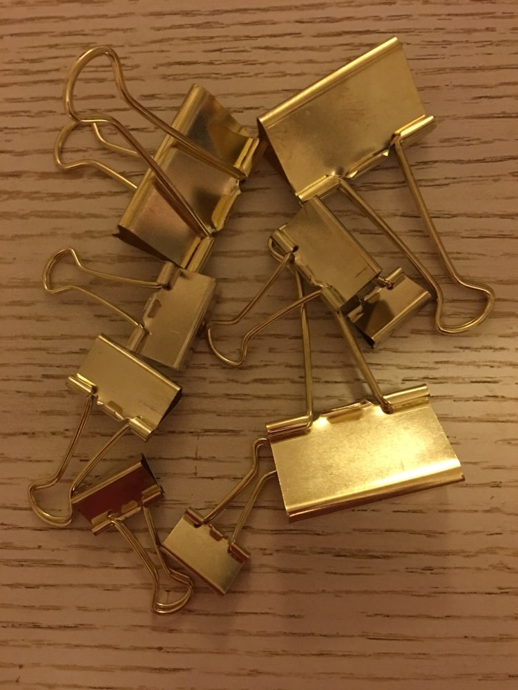 3pcs/lot Solid Color Gold Metal Binder Clips Notes Letter Paper Clip Office Supplies