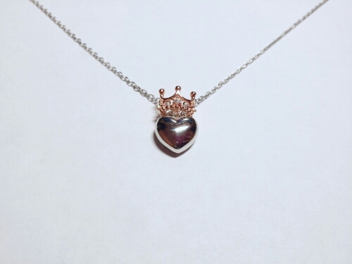 SILVERAGE Real 925 Sterling Silver Necklaces & Pendants Fine Jewelry Women Rose Gold Cubic Zirconia Crown Heart 2016 11.11 Gift