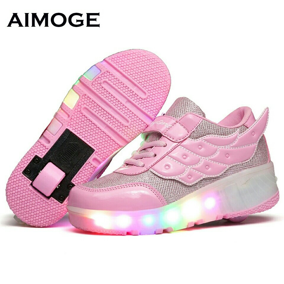 New 2016 summer Breathable shoes Child LED Roller Skate Shoes sneaker With Wheels Girls Boys meisjes schoenen tenis infantil
