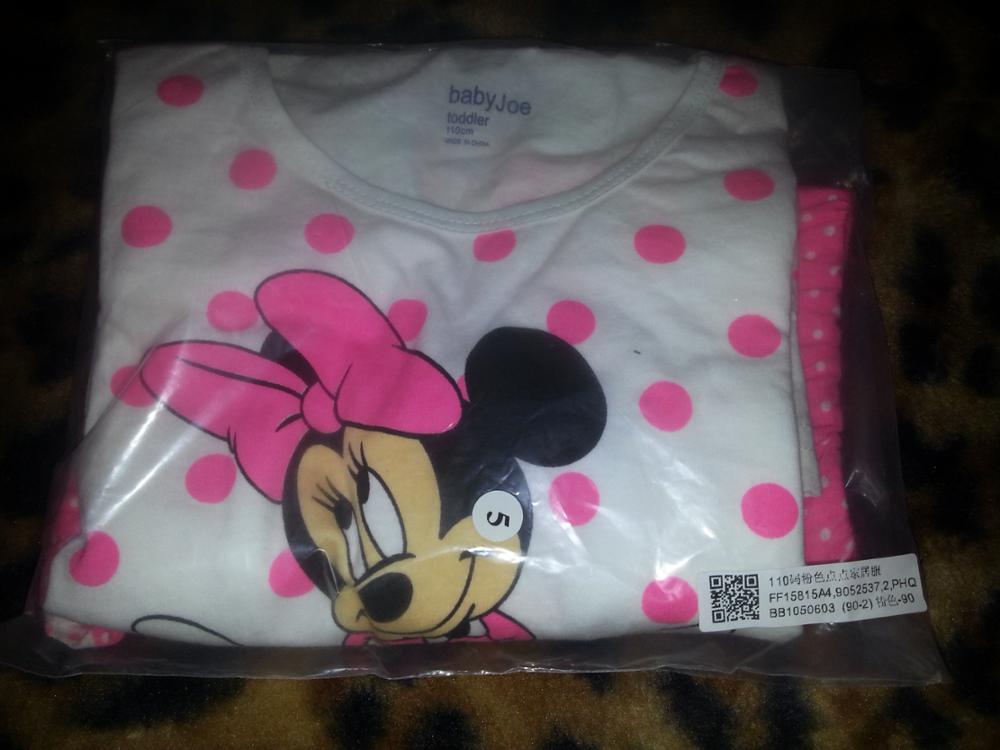 2016 Minnie Cartoon Mouse Baby Toddlers Kids Girls Polka Dots Stripe Nightwear Pajamas Set Sleepwear Homewear Clothing Suit 1-8Y