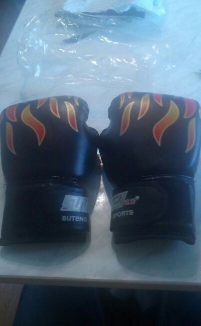 SUTEN Children Flame Mesh Palm Boxing Gloves Professional Sanda Boxing Training Glove Breathable PU Leather MMA Flame Gloves