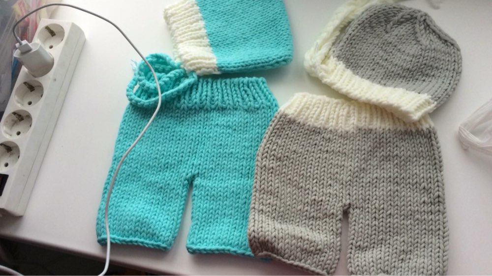 Handmade Knitting Soft Hat Pants Set Baby Clothing Accessories For 0-4 Months Newborn Baby Photography Props