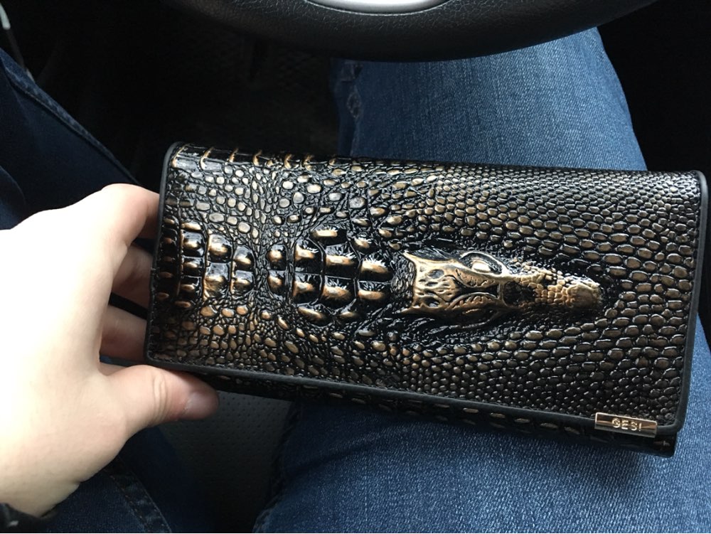 New 2016 3D Crocodile Grain Long Women Wallets Genuine Leather Wallets Embossed Design Portefeuille Female Wallets Clutch Purses