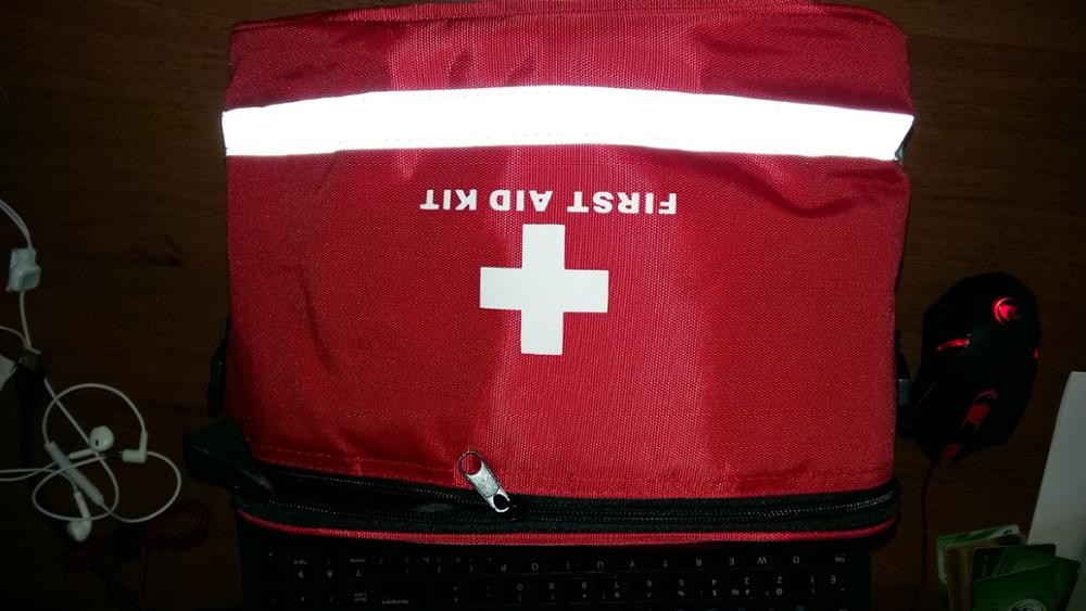 Red Nylon Striking Cross Symbol High-density Ripstop Sports Camping Home Medical Emergency Survival First Aid Kit Bag Outdoors