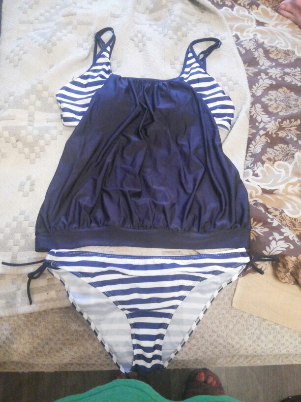 Ariel Sarah Brand 2016 Swimsuit Sexy Bikini Set Plus Size Swimwear Women Black Bathing Suit Striped Beachwear XXXXL BJ217