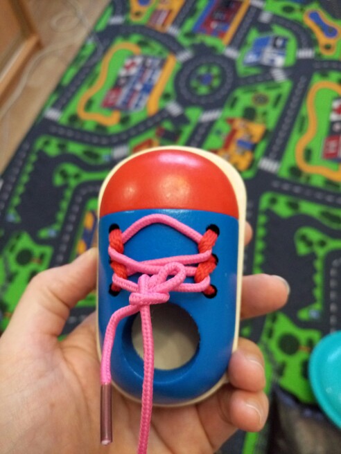 1pc Fashion Kids Montessori Educational Toys Children Wooden Toys Toddler Lacing Shoes Early Education Montessori Teaching Aids