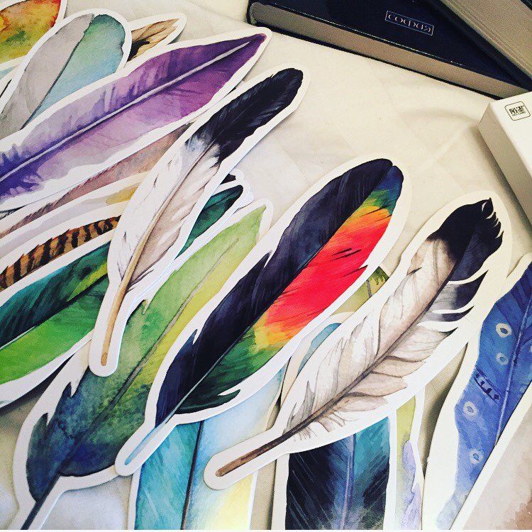 30 pcs/pack Colorful Feather Bookmark Paper Cartoon Animals Bookmark Promotional Gift Stationery Film Bookmark