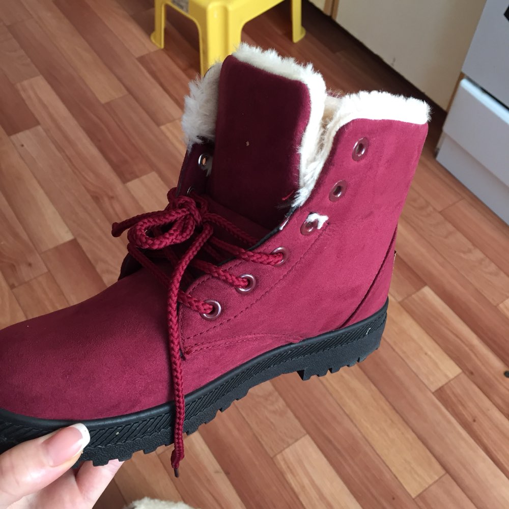 Women Boots 2016 Fashion Warm Snow Boots Ankle Winter Boots For Women Shoes Black Red Plus Size 41 42