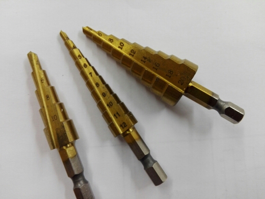 3pcs/set Titanium Step Drill Bits 3-12mm 4-12mm 4-20mm HSS Power Tools HIgh Speed Steel Wood Metal Drilling