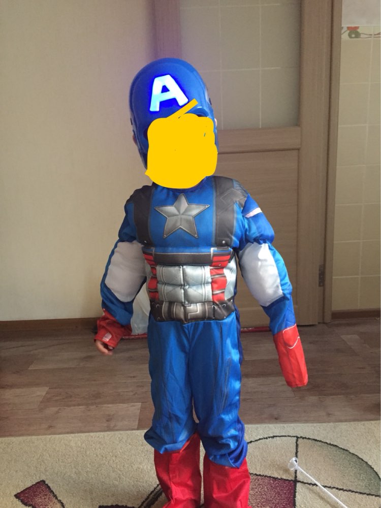 Free shipping!!Classic Muscle Captain America Costume Boys Kids Halloween Carnival Costume (Jumpsuit+mask)