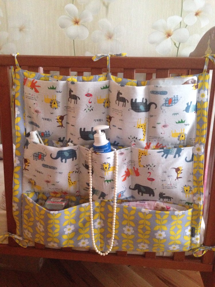Baby Bed Hanging Storage Bag Cotton Newborn Crib Organizer Toy Diaper Pocket for Crib Bedding Set Accessories