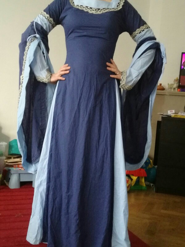 Sisjuly medieval dress light blue vintage style gothic dress floor length women cosplay dresses retro long medieval dress gown