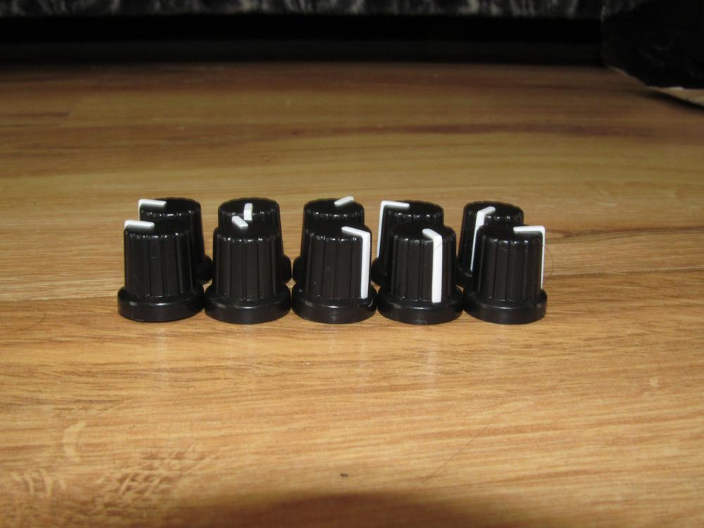 10 Pcs 6mm Shaft Hole Dia Plastic Threaded Knurled Potentiometer Knobs Caps