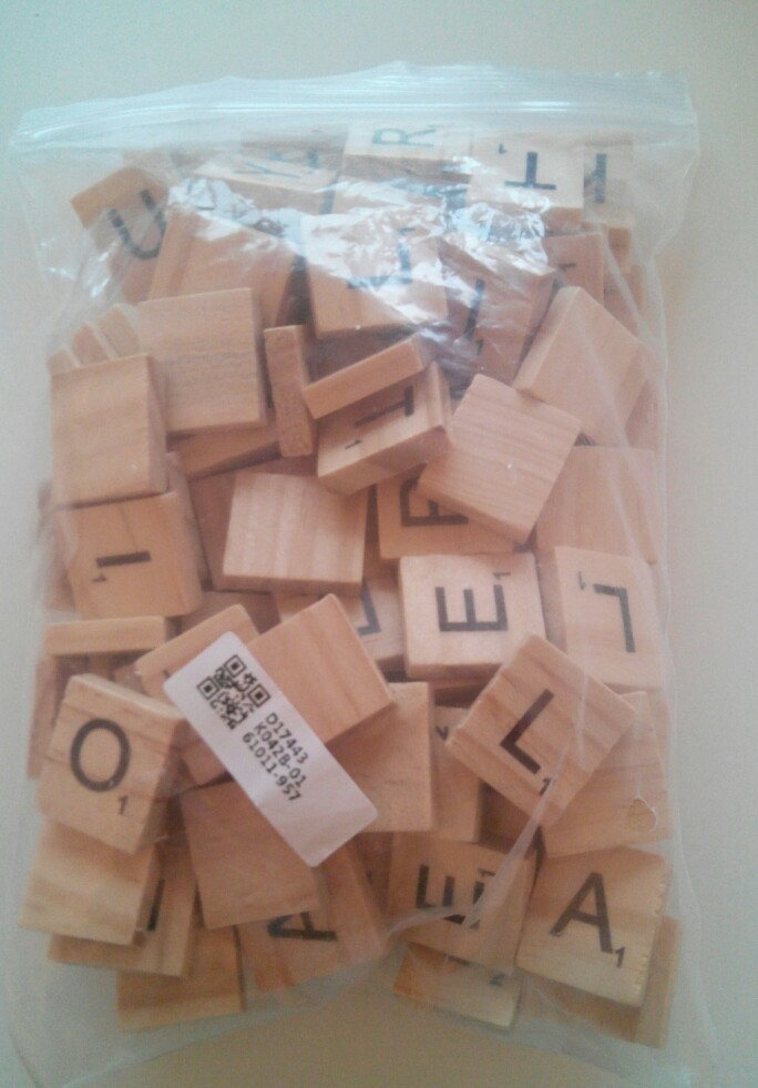 100 Wooden Alphabet Scrabble Tiles Black Letters & Numbers For Crafts Wood New
