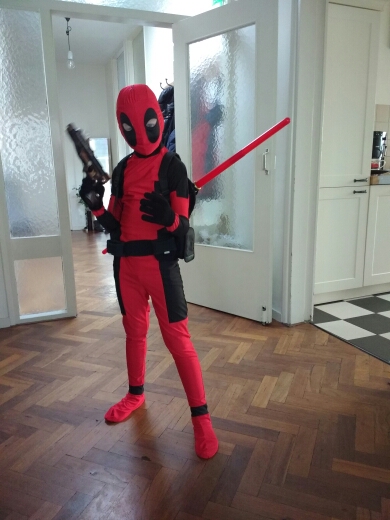 Cool KIds Deadpool Costume Red full body spandex Boy Deadpool Cosplay Costumes  halloween deadpool costume wholesale For Kids