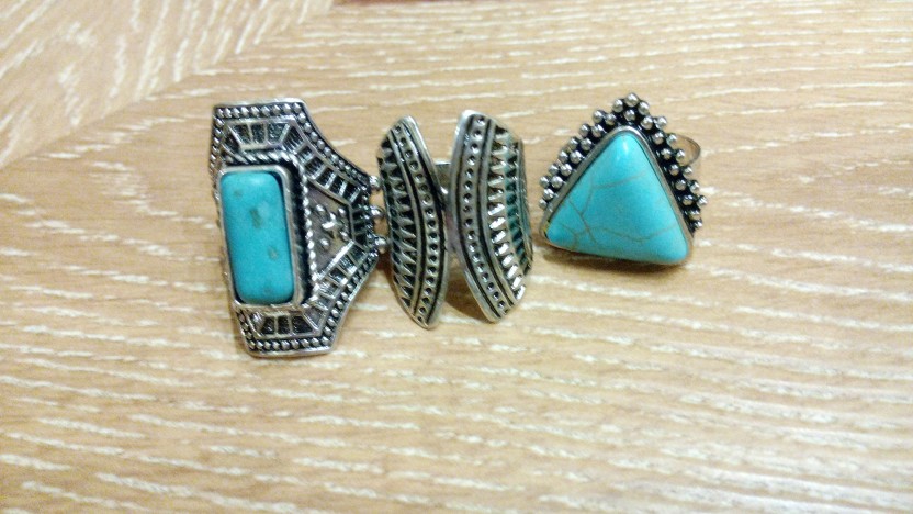17KM 3pcs/Set  Boho Vintage Punk Silver Color Stone Midi Finger Rings For Women /Men Bohemian Ring Set Jewelry Anillos