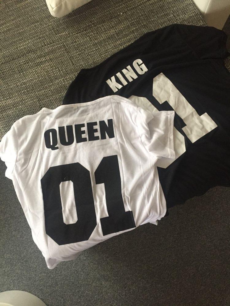 Valentine t Shirt Woman Cotton King Queen 01 Funny Letter Print Couples Leisure T-shirt Man Tshirt Short Sleeve O neck Princess 